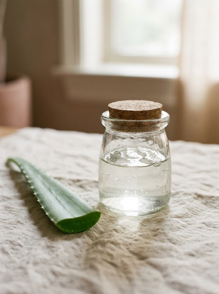 Aloe vera gel, cool green light