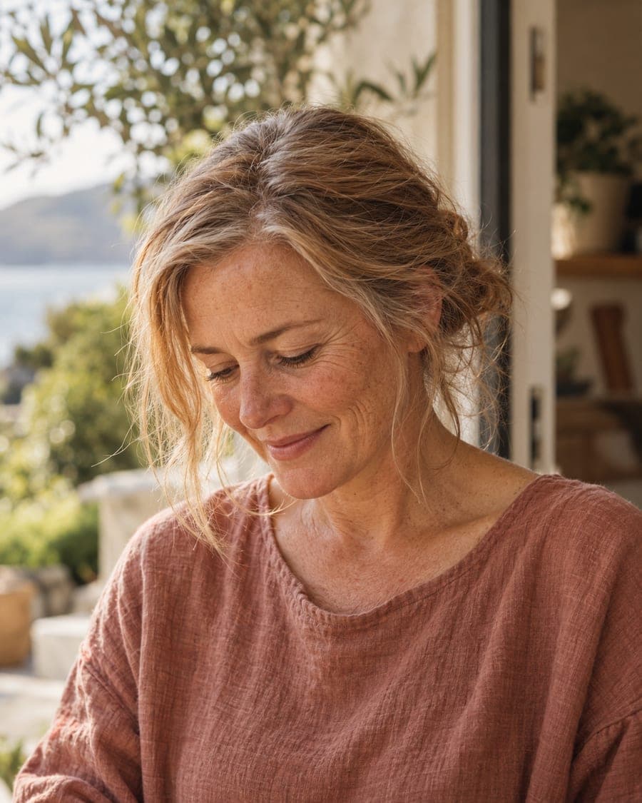 A woman's face in soft daylight