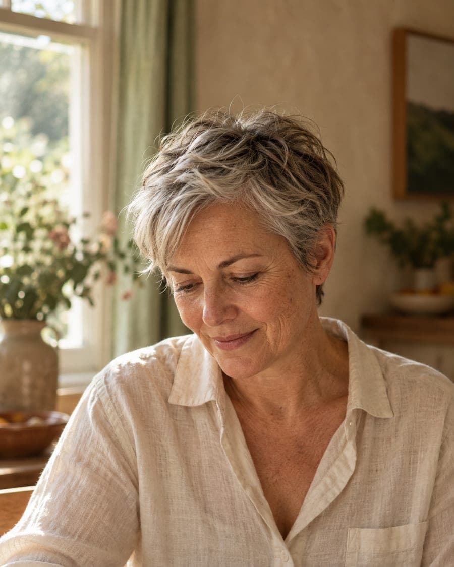 A woman's face in soft daylight