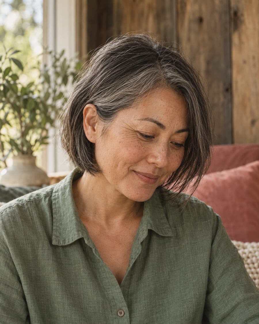 A woman's face in soft daylight