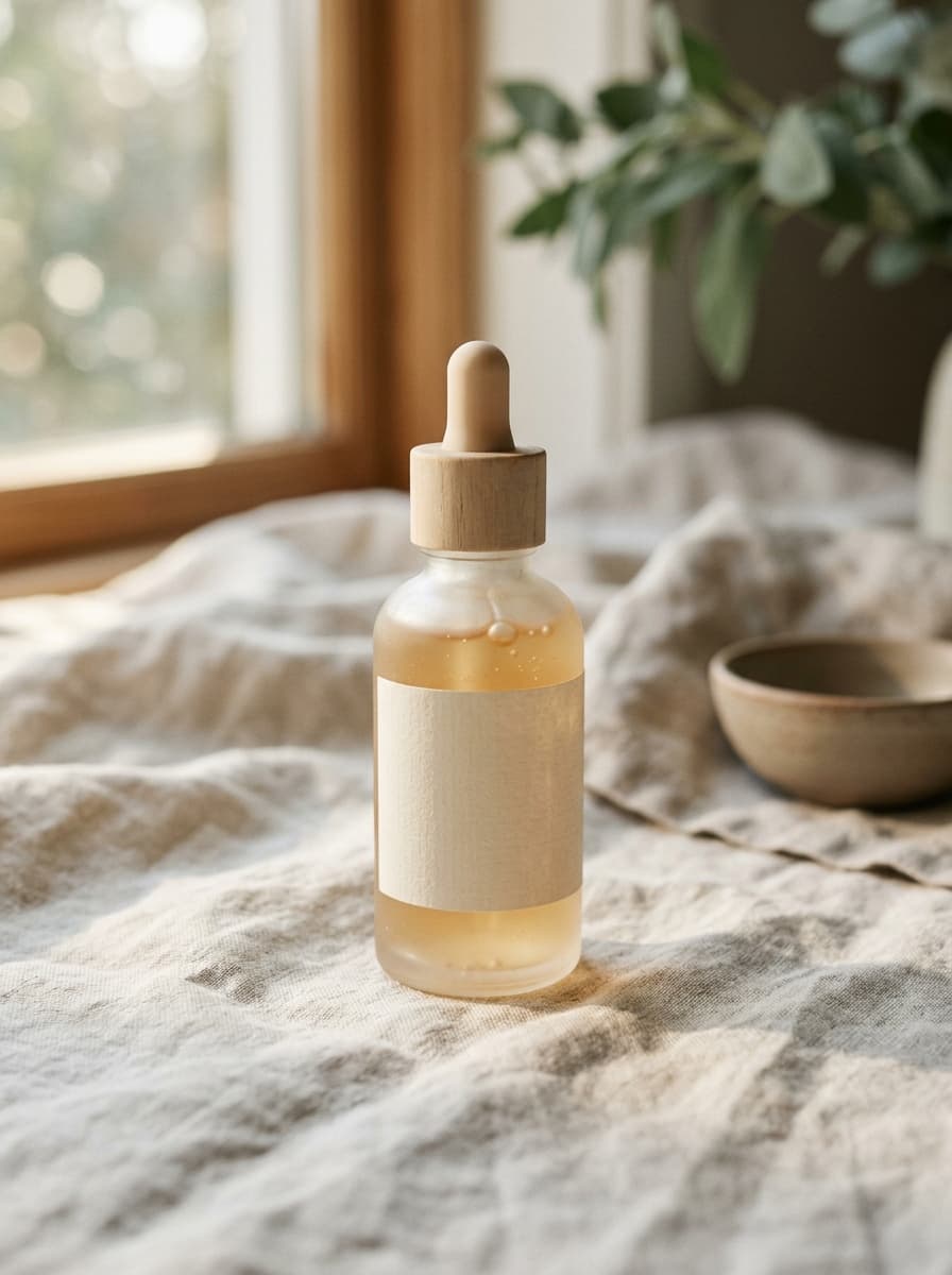 Vitamin C serum, morning light on bone