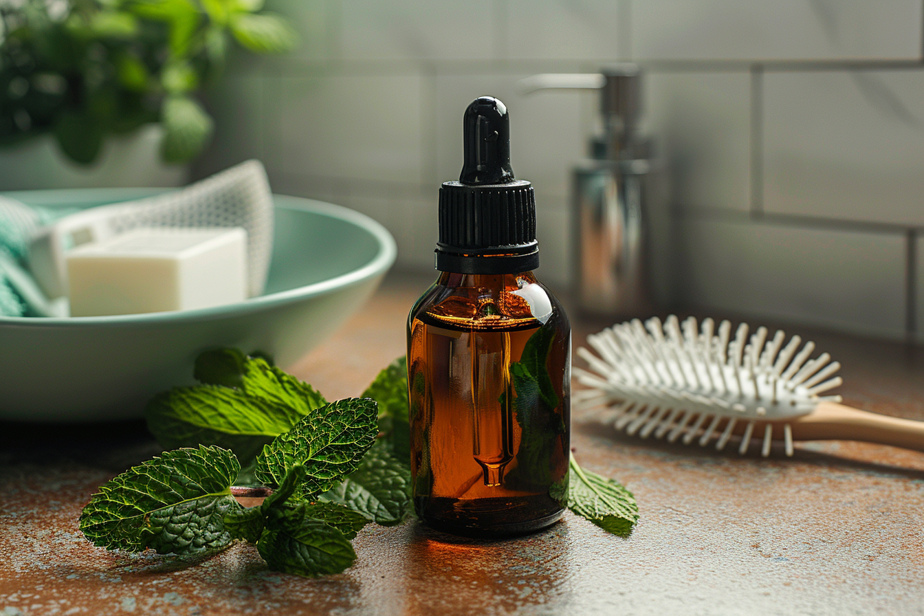 peppermint hair growth,essential oil scalp treatment,natural hair restoration,hair follicle stimulation,menthol vasodilation,botanical hair care,scalp circulation treatment,organic hair growth remedy,natural DHT blocker,holistic hair health