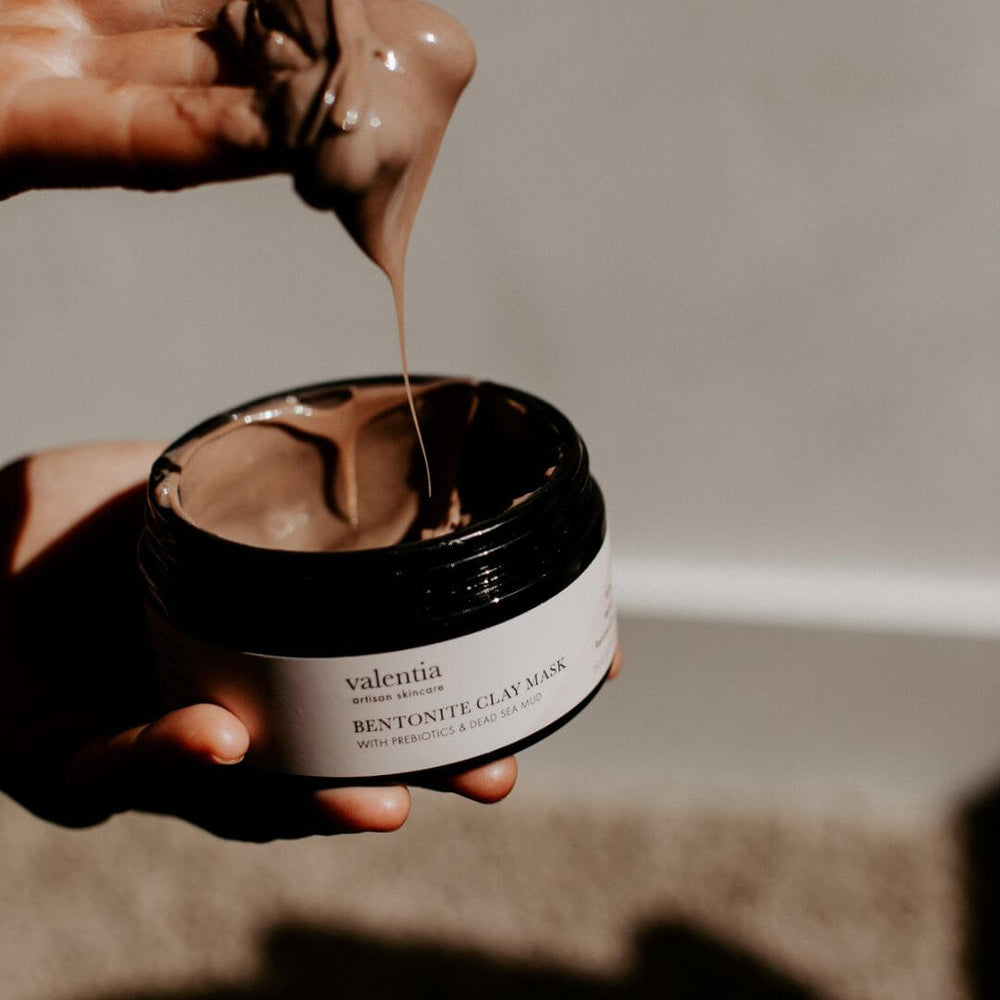 Bentonite Clay Mask - Dead Sea Mud, Aloe + Honeysuckle - Valentia Skincare