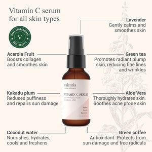 Vitamin C Serum for Acne-Prone, Sensitive or Oily Skin. Firm and Brighten Dark Spots. - Valentia Skincare