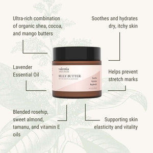 Belly Butter - Shea, Cocoa + Mango butters with Vitamin E - Valentia Skincare