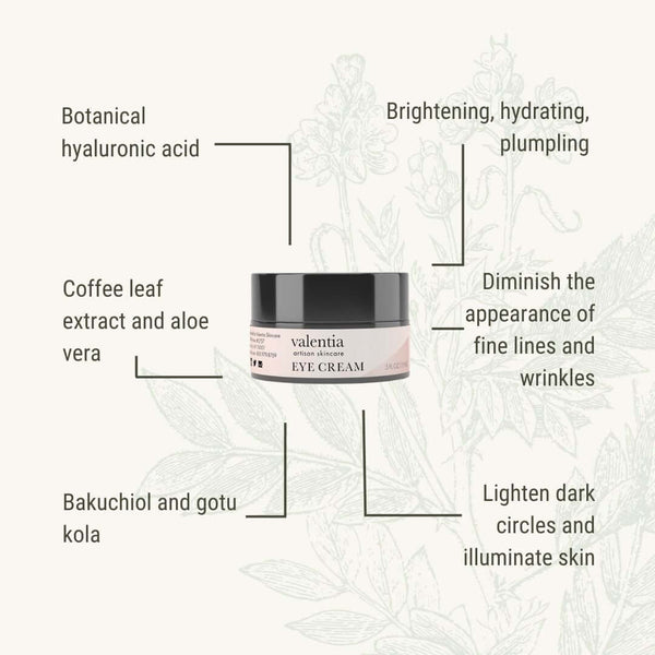 Eye Cream - Botanical Hyaluronic Acid, Coffee Leaf  + Bakuchiol - Valentia Skincare