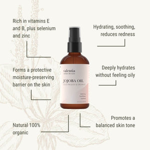Jojoba Oil  - Natural Vitamins E, B + Selenium - Valentia Skincare