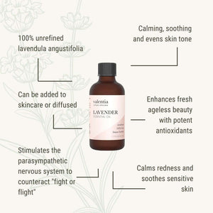 Lavender Essential Oil - 100% Organic Lavandula angustifolia *SALE* - Valentia Skincare