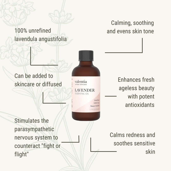 Lavender Essential Oil - 100% Organic Lavandula angustifolia *SALE* - Valentia Skincare