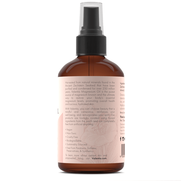 Magnesium Oil - Zechstein Magnesium Chloride + Trace Minerals - Valentia Skincare