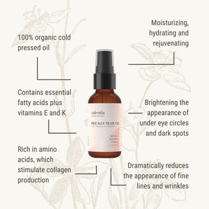 Prickly Pear Oil - Cold Pressed & Unrefined - Natural Vitamin E, K + Amino Acids. - Valentia Skincare