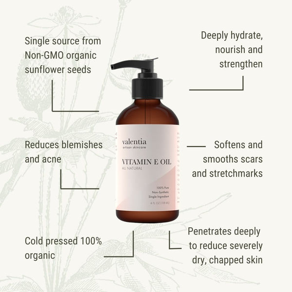 Vitamin E Oil - Natural Full Spectrum Tocopherols *SALE* - Valentia Skincare