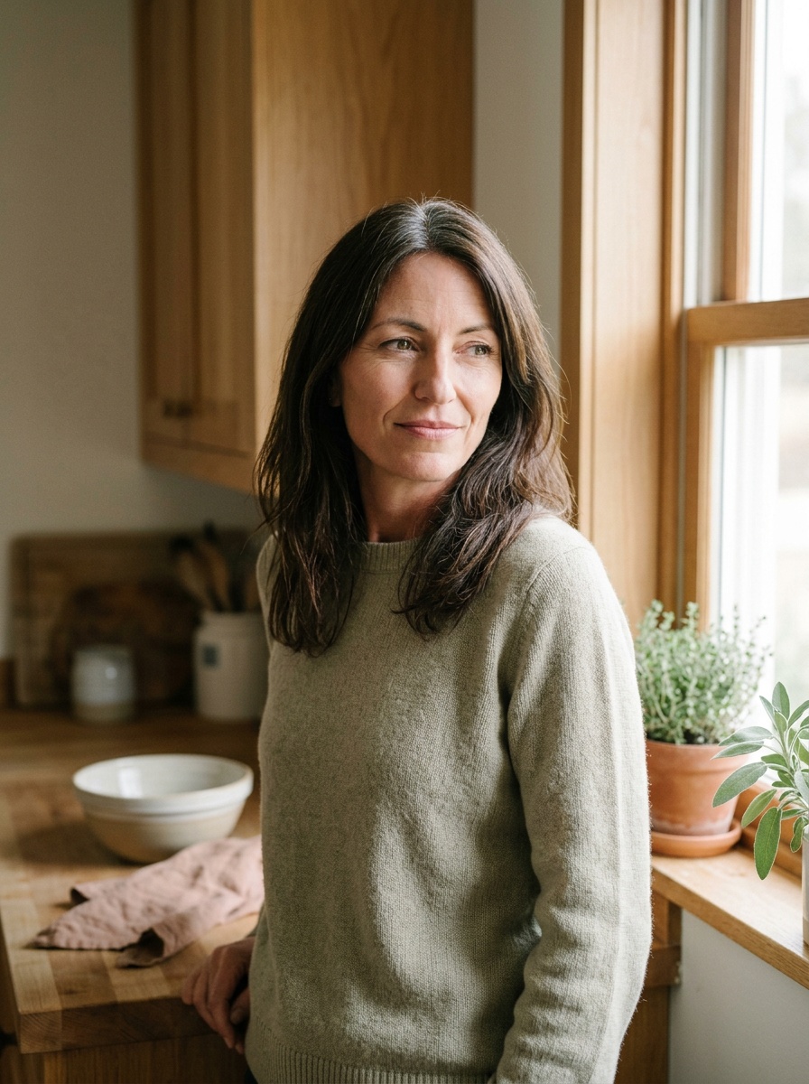 Editorial portrait of Davina, kitchen light
